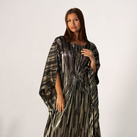 BYSARAD | THE CLIO KAFTAN DRESS - METALLIC BLACK