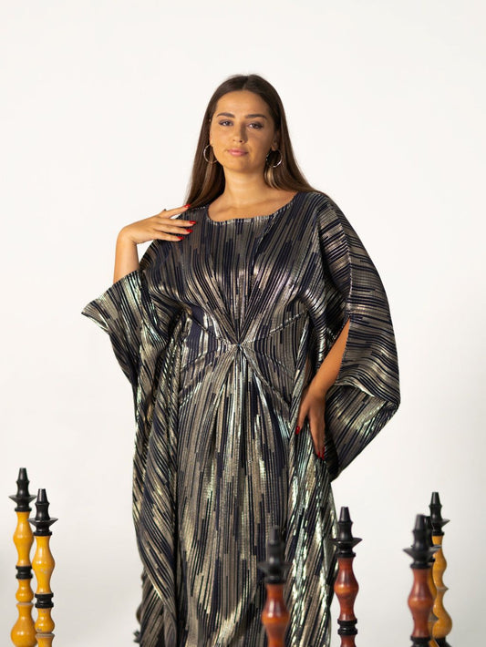 BYSARAD | THE CLIO KAFTAN DRESS - METALLIC BLUE