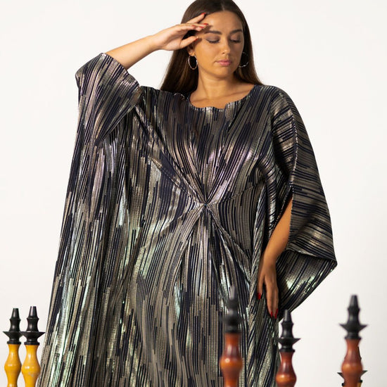 BYSARAD | THE CLIO KAFTAN DRESS - METALLIC BLUE