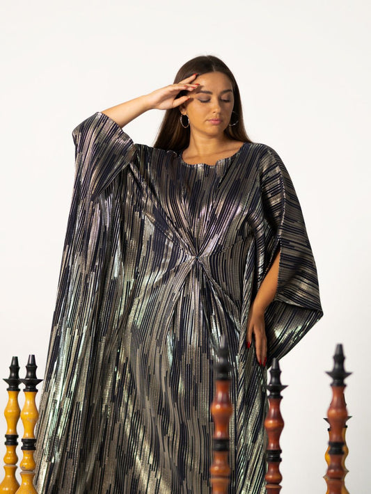 BYSARAD | THE CLIO KAFTAN DRESS - METALLIC BLUE