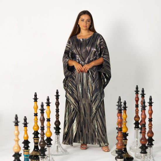 BYSARAD | THE CLIO KAFTAN DRESS - METALLIC BLUE