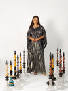 BYSARAD | THE CLIO KAFTAN DRESS - METALLIC BLUE