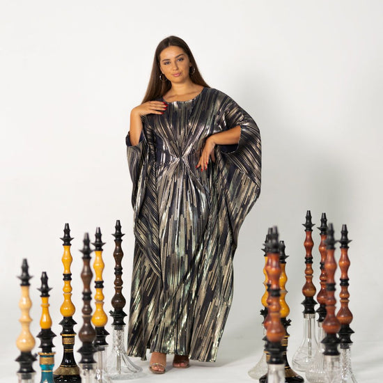 BYSARAD | THE CLIO KAFTAN DRESS - METALLIC BLUE