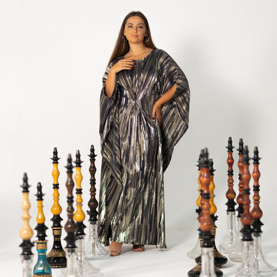 BYSARAD | THE CLIO KAFTAN DRESS - METALLIC BLUE