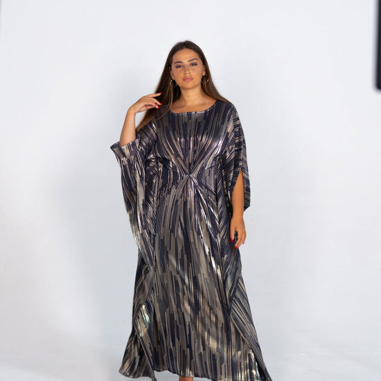 BYSARAD | THE CLIO KAFTAN DRESS - METALLIC BLUE
