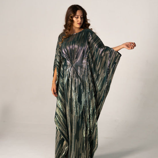 BYSARAD | THE CLIO KAFTAN DRESS - METALLIC GREEN