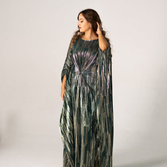 BYSARAD | THE CLIO KAFTAN DRESS - METALLIC GREEN