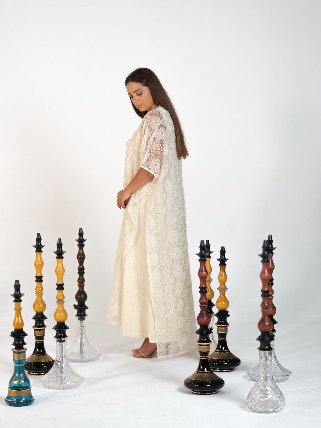 BYSARAD | THE ERIS 2-PIECE ABAYA SET - OFF WHITE