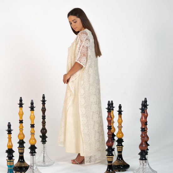 BYSARAD | THE ERIS 2-PIECE ABAYA SET - OFF WHITE