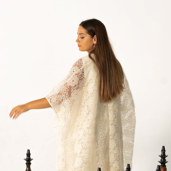 BYSARAD | THE ERIS 2-PIECE ABAYA SET - OFF WHITE