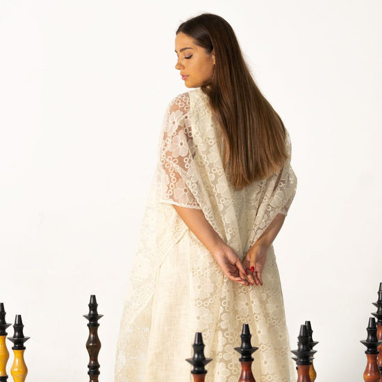 BYSARAD | THE ERIS 2-PIECE ABAYA SET - OFF WHITE