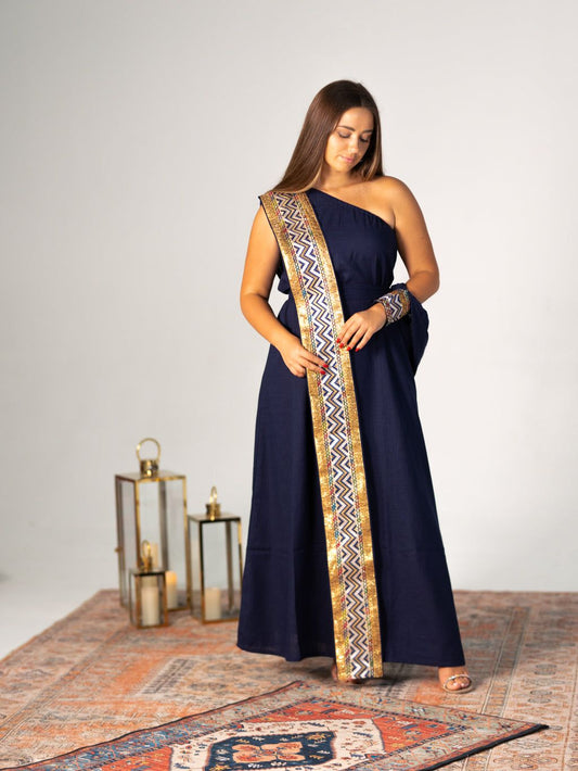 BYSARAD | THE GAIA KAFTAN DRESS - NAVY