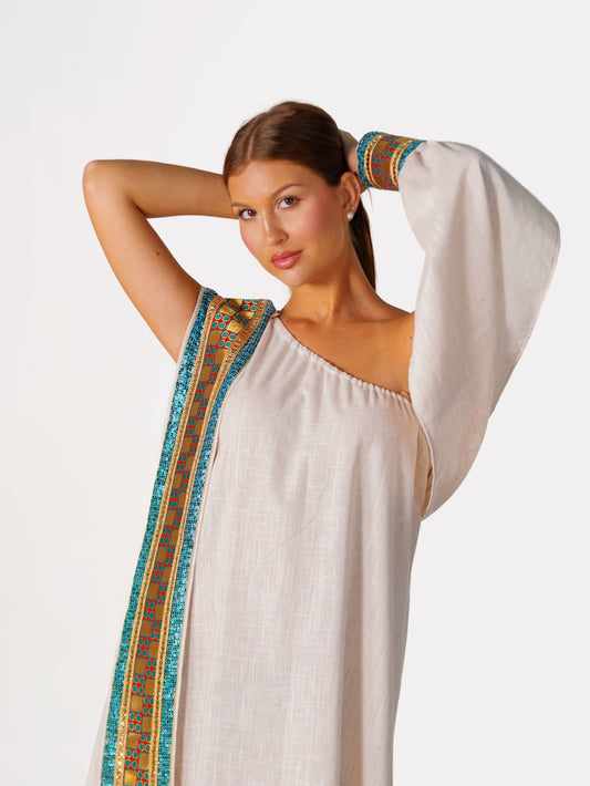 BYSARAD | THE GAIA KAFTAN DRESS - OFF WHITE