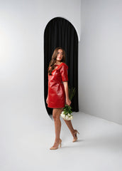 BYSARAD | THE LOVE CAPSULE - FAUX LEATHER RED DRESS - RED