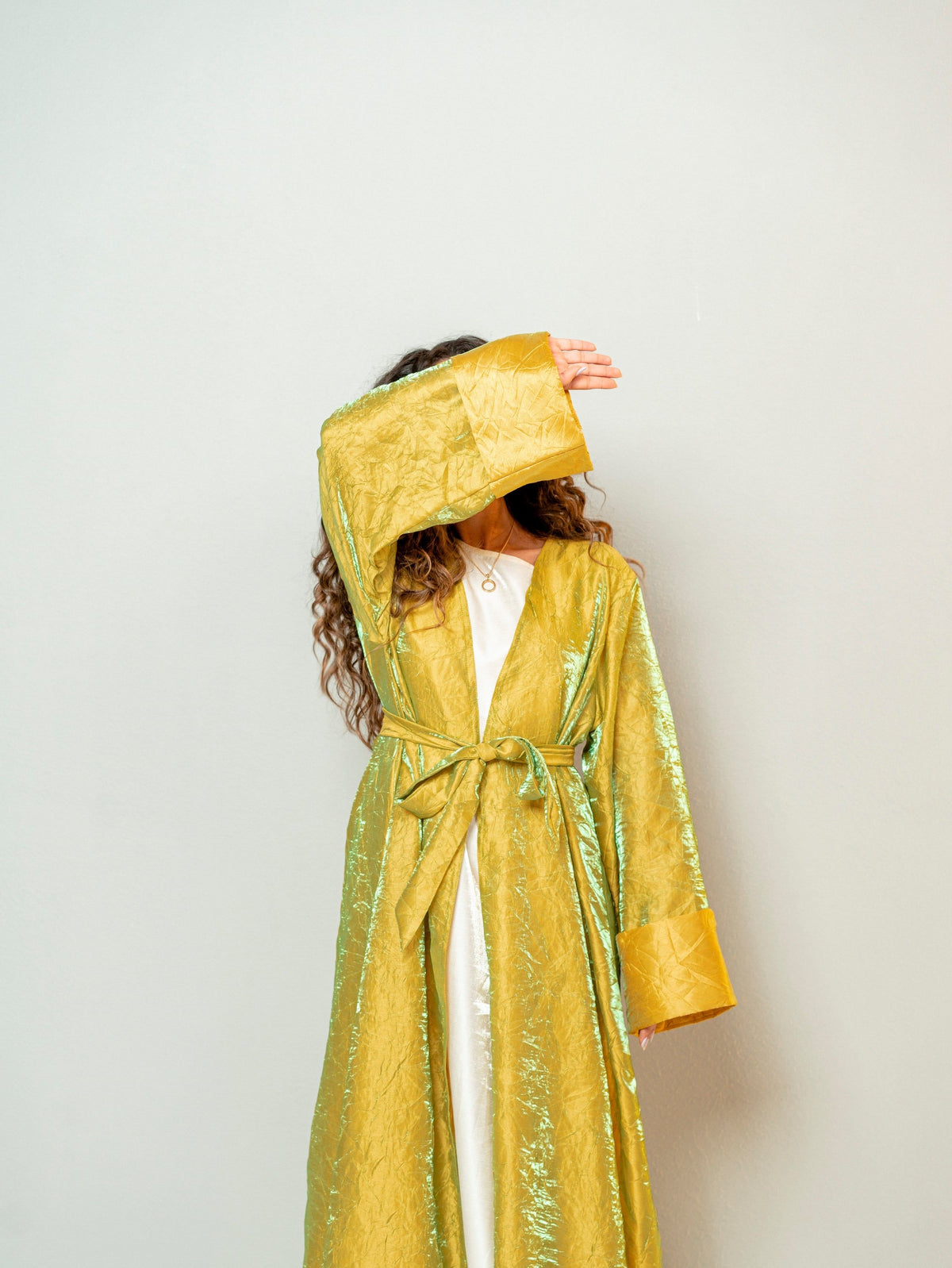 BYSARAD | THE MARIYA ABAYA - METALLIC LIME