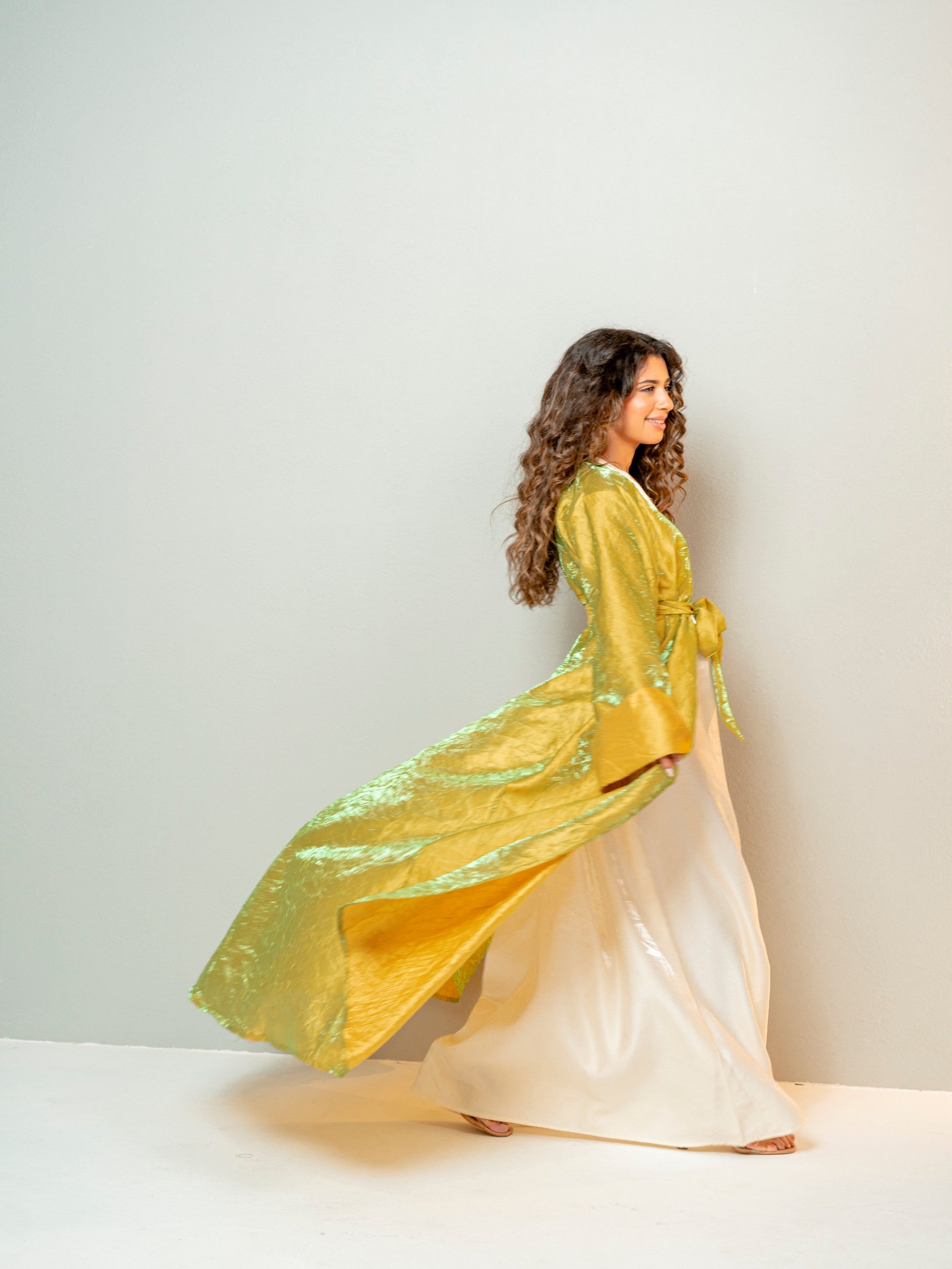 BYSARAD | THE MARIYA ABAYA - METALLIC LIME