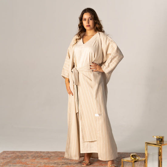 BYSARAD | THE RHEA 3-PIECE ABAYA SET - CREME
