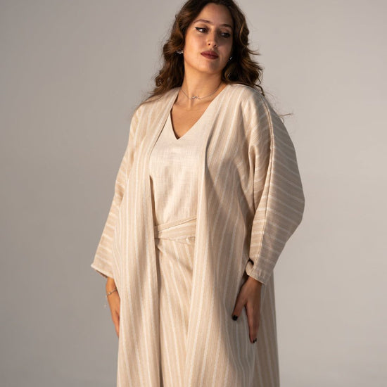 BYSARAD | THE RHEA 3-PIECE ABAYA SET - CREME