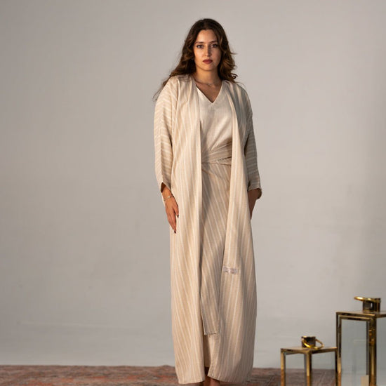 BYSARAD | THE RHEA 3-PIECE ABAYA SET - CREME