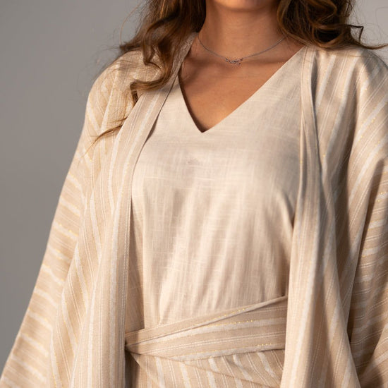 BYSARAD | THE RHEA 3-PIECE ABAYA SET - CREME