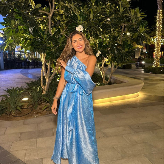 BYSARAD | THE SARA KAFTAN DRESS - METALLIC BLUE
