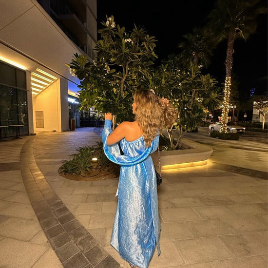 BYSARAD | THE SARA KAFTAN DRESS - METALLIC BLUE