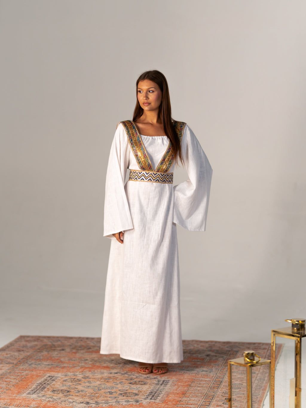 BYSARAD | THE SELENE 2-PIECE KAFTAN DRESS - OFF WHITE