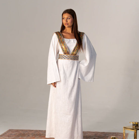 BYSARAD | THE SELENE 2-PIECE KAFTAN DRESS - OFF WHITE