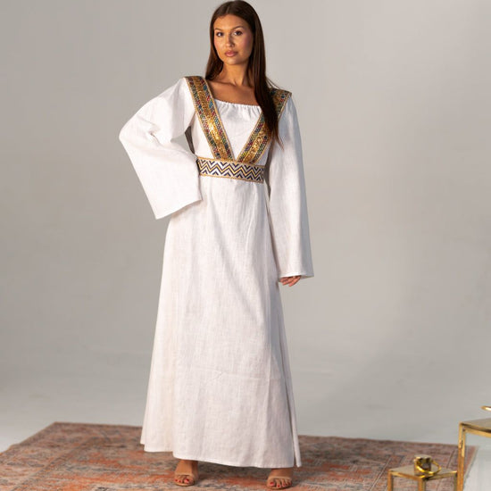 BYSARAD | THE SELENE 2-PIECE KAFTAN DRESS - OFF WHITE