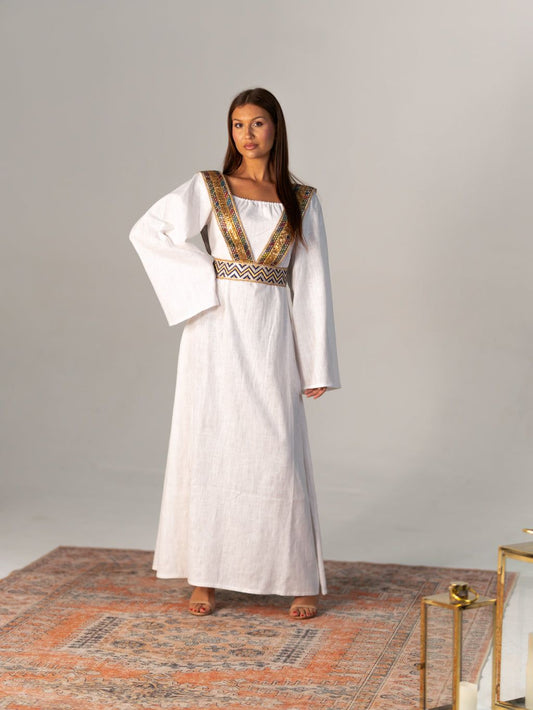 BYSARAD | THE SELENE 2-PIECE KAFTAN DRESS - OFF WHITE