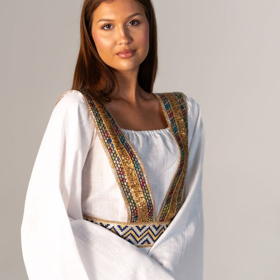 BYSARAD | THE SELENE 2-PIECE KAFTAN DRESS - OFF WHITE