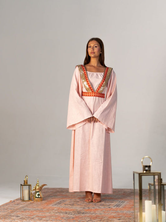 BYSARAD | THE SELENE 2-PIECE KAFTAN DRESS - PINK