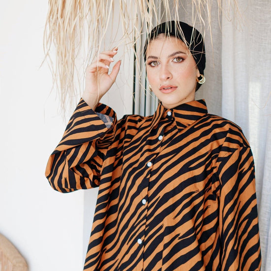 BYSARAD | TIGER PANTS & LS SHIRT CO-ORD - BROWN