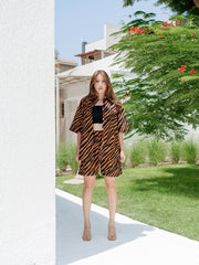 BYSARAD | TIGER SHORTS & SHIRT CO-ORD - BROWN