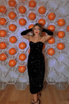 BYSARAD | VELVET SEQUIN BODYCON DRESS & GLOVES SET