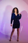 BYSARAD | VELVET SEQUIN LONG SLEEVE MINI DRESS