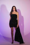 BYSARAD | VELVET SEQUIN MINI DRESS WITH DRAPE
