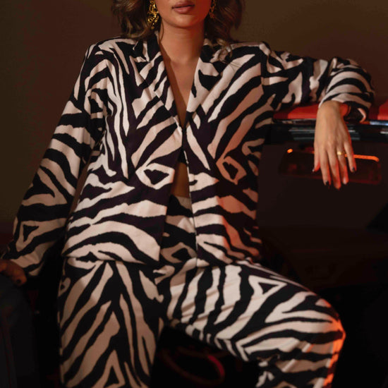 BYSARAD | ZEBRA FAUX SUEDE PANTS & BLAZER SET