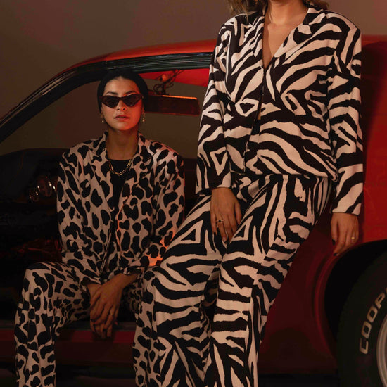 BYSARAD | ZEBRA FAUX SUEDE PANTS & BLAZER SET