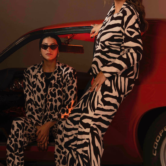 BYSARAD | ZEBRA FAUX SUEDE PANTS & BLAZER SET