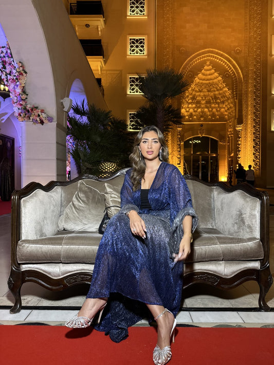 THE MAHRA ABAYA - BLUE OMBRE SHIMMER